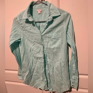 J Crew Shirt Womens XS Plaid Casual Button-Down‎ Long Sleeve Top Blouse Teal